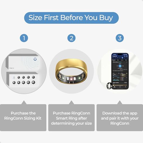 RingConn Gen 1, Smart Ring for Women/Men, No App Subscription, Size First with Sizing Kit, Smart Ring Health Tracker, 7-Day Battery Life, Fitness & Sleep Tracker for iOS & Android (Black, Size 10) in Saudi Arabia