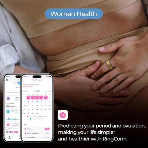 RingConn Gen 1, Smart Ring for Women/Men, No App Subscription, Size First with Sizing Kit, Smart Ring Health Tracker, 7-Day Battery Life, Fitness & Sleep Tracker for iOS & Android (Black, Size 10) in Saudi Arabia