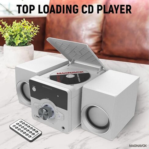 نظام رفوف الأقراص المضغوطة Magnavox MM442 المكون من 3 قطع مع راديو ستيريو رقمي PLL FM وتقنية Bluetooth اللاسلكية وجهاز التحكم عن بعد باللون الأسود | الأضواء الزرقاء | شاشة LED | متوافق مع منفذ AUX | in Kuwait