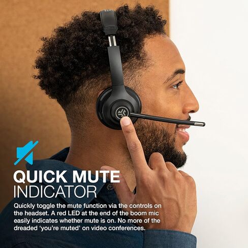 JLab Go Work Wireless Headsets with Microphone, 45+ Playtime PC Bluetooth Headset and Multipoint Connect to Laptop Computer and Mobile, Wired or Wireless Headphones (1 Pack) in Saudi Arabia