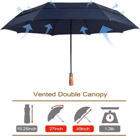 Lejorain Big Windproof Umbrella for Rain - Automatic Large Travel Men Golf Umbrellas Double Layer Collapsible Portable Rain Umbrella Heavy Duty in Kuwait
