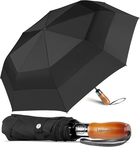 Lejorain Big Windproof Umbrella for Rain - Automatic Large Travel Men Golf Umbrellas Double Layer Collapsible Portable Rain Umbrella Heavy Duty in Kuwait