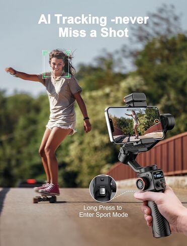 hohem iSteady M6 Kit Gimbal Stabilizer for Smartphone, 3-Axis Phone Gimbal with AI Tracking Sensor Magnetic Fill Light, Gimbal Stabilizer for iPhone & Android, Phone Stabilizer for Video Recording in Kuwait