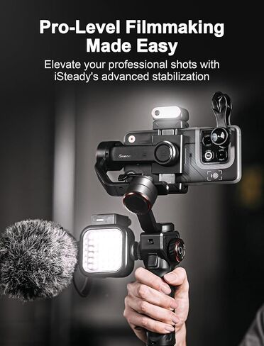 hohem iSteady M6 Kit Gimbal Stabilizer for Smartphone, 3-Axis Phone Gimbal with AI Tracking Sensor Magnetic Fill Light, Gimbal Stabilizer for iPhone & Android, Phone Stabilizer for Video Recording in Kuwait