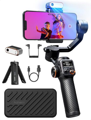 hohem iSteady M6 Kit Gimbal Stabilizer for Smartphone, 3-Axis Phone Gimbal with AI Tracking Sensor Magnetic Fill Light, Gimbal Stabilizer for iPhone & Android, Phone Stabilizer for Video Recording in Kuwait