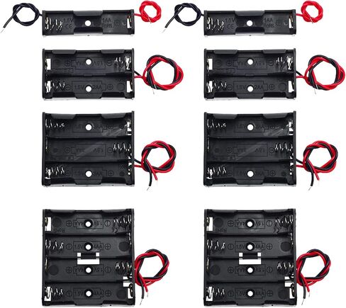 QTEATAK 8 Pack AA Battery Holder Bundle with Wire 1 AA Battery Holder 1.5V, 2 Pcs, 2 AA Battery Holder 3V, 2 Pcs, 3 AA Battery Holder 4.5V, 2 Pcs, 4 AA Battery Holder 6V, 2 Pcs in Kuwait