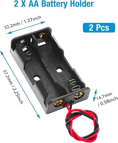 QTEATAK 8 Pack AA Battery Holder Bundle with Wire 1 AA Battery Holder 1.5V, 2 Pcs, 2 AA Battery Holder 3V, 2 Pcs, 3 AA Battery Holder 4.5V, 2 Pcs, 4 AA Battery Holder 6V, 2 Pcs in Kuwait