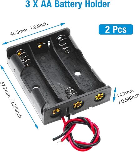 QTEATAK 8 Pack AA Battery Holder Bundle with Wire 1 AA Battery Holder 1.5V, 2 Pcs, 2 AA Battery Holder 3V, 2 Pcs, 3 AA Battery Holder 4.5V, 2 Pcs, 4 AA Battery Holder 6V, 2 Pcs in Kuwait