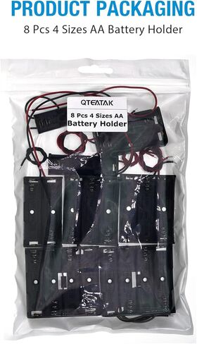 QTEATAK 8 Pack AA Battery Holder Bundle with Wire 1 AA Battery Holder 1.5V, 2 Pcs, 2 AA Battery Holder 3V, 2 Pcs, 3 AA Battery Holder 4.5V, 2 Pcs, 4 AA Battery Holder 6V, 2 Pcs in Kuwait