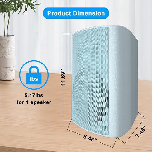 STUDIOFINIX 800W 6.5 Inch Bluetooth Outdoor Speakers Waterproof Wired with Multifunctional Amplifier Wall Mount Weatherproof Loudspeaker System for Patio Garden Poolside Home(4 Speakers,White) in Kuwait
