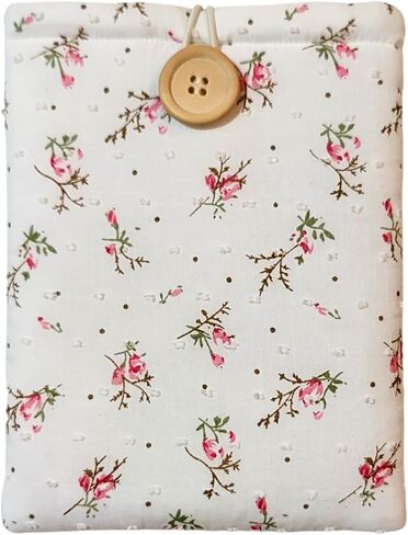 Floral Kindle Sleeve - Compatible with Paperwhite/Basic (6''), Paperwhite (6.8''), Signature (6.8'') - Padded Cotton E-Reader Cover (White - Rosebud) in Saudi Arabia