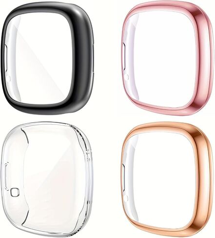 Fitbit Sense & Versa 3 Protective Case with Screen Protector, 4-Pack, Anti-Scratch TPU Material, Fits 2020 Versions in Saudi Arabia