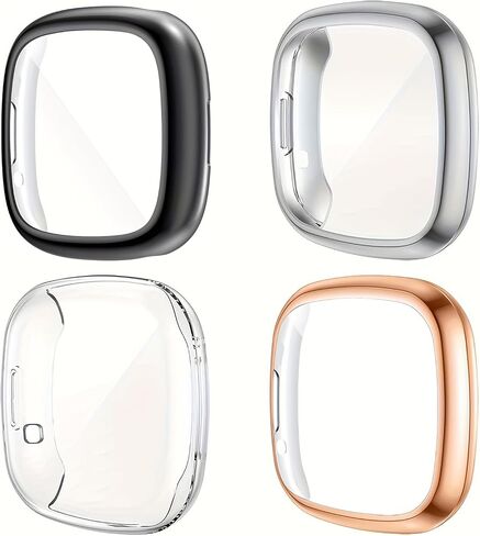 Fitbit Sense & Versa 3 Protective Case with Screen Protector, 4-Pack, Anti-Scratch TPU Material, Fits 2020 Versions in Saudi Arabia