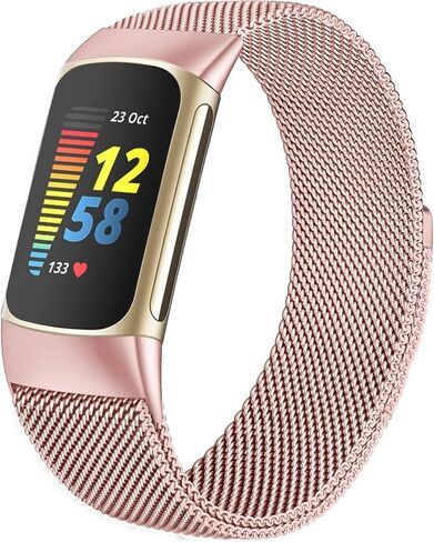 surundo Compatible with Fitbit Charge 6/Charge 5 Bands for Wmen Men, Metal Mesh Milanese Loop Adjustable Strap Replacement for Fitbit Charge 6/Charge 5 Advanced Fitness & Health Trackers in Saudi Arabia