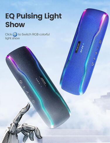 Portable Bluetooth Speaker, IPX7 Waterproof Wireless Speaker with Colorful Flashing Lights, 25W Super Bass 24H Playtime, 100ft Range, TWS Pairing for Outdoor, Home, Party, Beach, Travel in Saudi Arabia