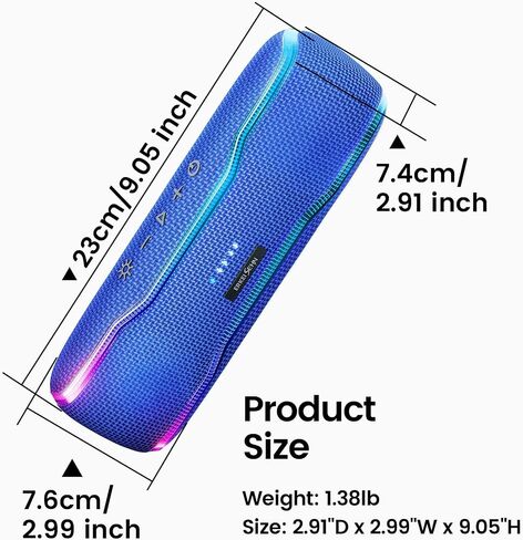 Portable Bluetooth Speaker, IPX7 Waterproof Wireless Speaker with Colorful Flashing Lights, 25W Super Bass 24H Playtime, 100ft Range, TWS Pairing for Outdoor, Home, Party, Beach, Travel in Saudi Arabia