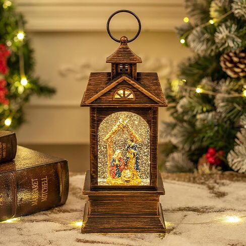 Lighted Musical Snow Globe Lantern, USB Powered and Battery Operated Snow Globes Decorations Indoor for Home, Christmas Decor in Saudi Arabia