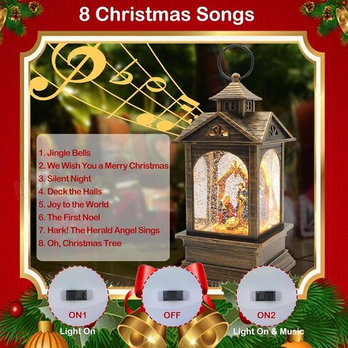 Lighted Musical Snow Globe Lantern, USB Powered and Battery Operated Snow Globes Decorations Indoor for Home, Christmas Decor in Saudi Arabia