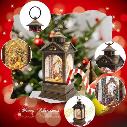 Lighted Musical Snow Globe Lantern, USB Powered and Battery Operated Snow Globes Decorations Indoor for Home, Christmas Decor in Saudi Arabia