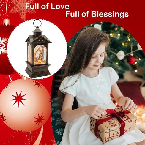 Lighted Musical Snow Globe Lantern, USB Powered and Battery Operated Snow Globes Decorations Indoor for Home, Christmas Decor in Saudi Arabia
