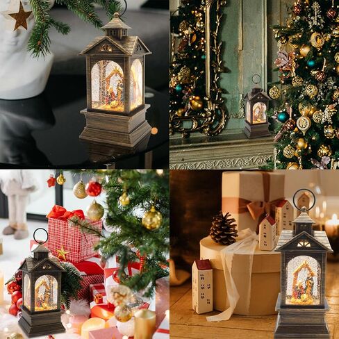 Lighted Musical Snow Globe Lantern, USB Powered and Battery Operated Snow Globes Decorations Indoor for Home, Christmas Decor in Saudi Arabia