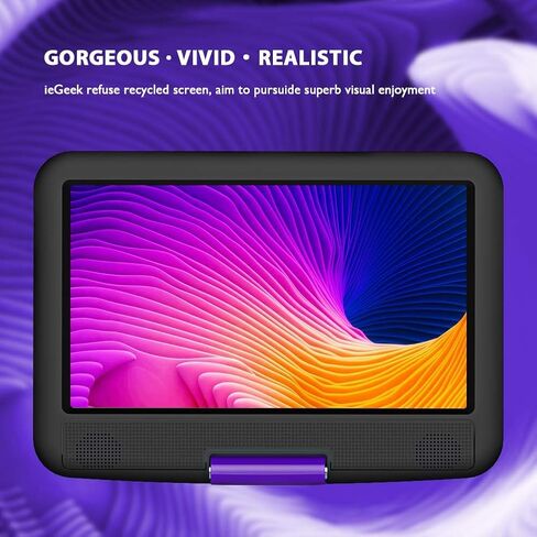 ieGeek 11.5" Portable DVD Player with SD Card/USB Port, 5 Hour Rechargeable Battery, 9.5" Eye-Protective Screen, Support AV-in/Out, Region Free - Purple in Saudi Arabia