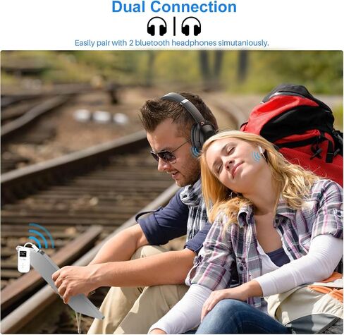 جهاز إرسال واستقبال بلوتوث SafeFly Pro 5.3 محول صوت بلوتوث مع شاشة لما يصل إلى 2 سماعات بلوتوث؛ يُستخدم مع أي مقبس 3.5 مم على الطائرات وأجهزة التلفاز وأجهزة iPad/الأجهزة اللوحية ومكبرات الصوت والسيارات in Saudi Arabia
