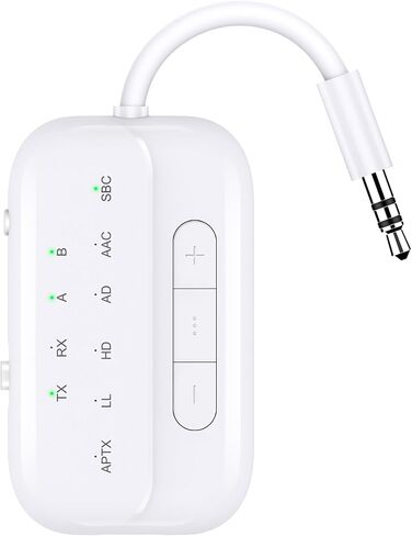 Bluetooth Transmitter Receiver, 2-in-1 V5.3 Wireless Adapter for Airplane, TV, PC, Gym, Switch. Supports up to 2 AirPods/Headphones. Audio Receiver for Car/Home Stereo,with AptX Low Latency & HD in Kuwait