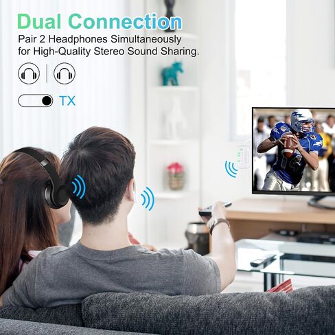 Bluetooth Transmitter Receiver, 2-in-1 V5.3 Wireless Adapter for Airplane, TV, PC, Gym, Switch. Supports up to 2 AirPods/Headphones. Audio Receiver for Car/Home Stereo,with AptX Low Latency & HD in Kuwait