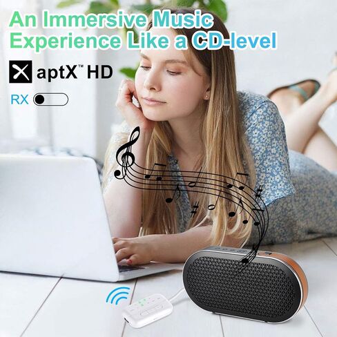 Bluetooth Transmitter Receiver, 2-in-1 V5.3 Wireless Adapter for Airplane, TV, PC, Gym, Switch. Supports up to 2 AirPods/Headphones. Audio Receiver for Car/Home Stereo,with AptX Low Latency & HD in Kuwait