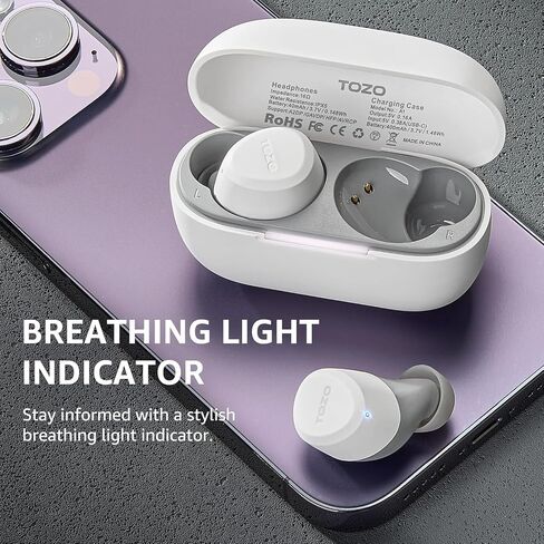 TOZO A1 Wireless Earbuds Bluetooth 5.3 Light-Weight in Ear IPX5 Waterproof Headphones 2 Mic for AI Calls, Immersive Premium Sound Bass Headset with Charging Case, 32 Presets EQ Customization via App in Kuwait