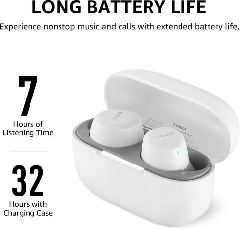 TOZO A1 Wireless Earbuds Bluetooth 5.3 Light-Weight in Ear IPX5 Waterproof Headphones 2 Mic for AI Calls, Immersive Premium Sound Bass Headset with Charging Case, 32 Presets EQ Customization via App in Kuwait