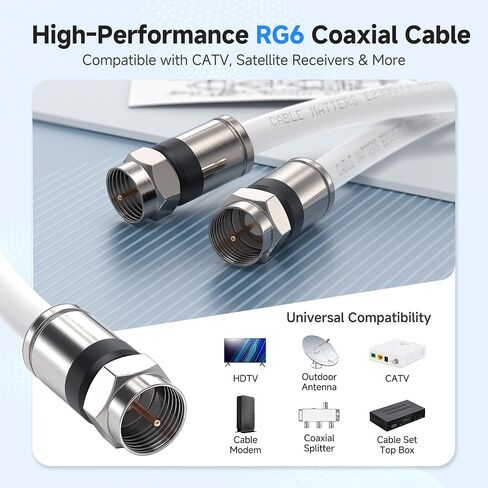 Cable Matters 3-Pack RG6 Cable CL2 in-Wall Rated (CM) Quad Shielded Coaxial Cable 3 ft, RG6 Coax Cable Cord for TV, Digital Router, Satellite Receiver and More, in Black in Saudi Arabia