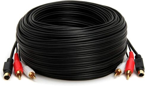 S Video Cable 25 ft SVHS 4-PIN Video Cable Mini Din S-Video Cord for Home Theater, Camcorder, DSS Receiver, DVD Player- Black in Saudi Arabia