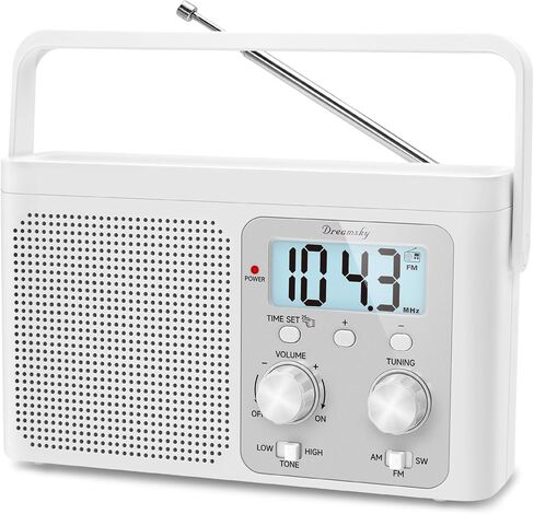 DreamSky AM FM Radio Portable - Shortwave Radio Battery Powered or Plug in Wall for Home Outdoor, Strong Reception, Large Dial Easy to Use, Digital Time Display, Transistor Antenna, Seniors Small Gfit in Kuwait