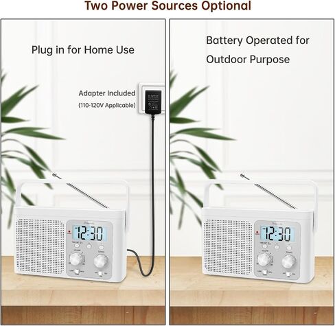 DreamSky AM FM Radio Portable - Shortwave Radio Battery Powered or Plug in Wall for Home Outdoor, Strong Reception, Large Dial Easy to Use, Digital Time Display, Transistor Antenna, Seniors Small Gfit in Kuwait