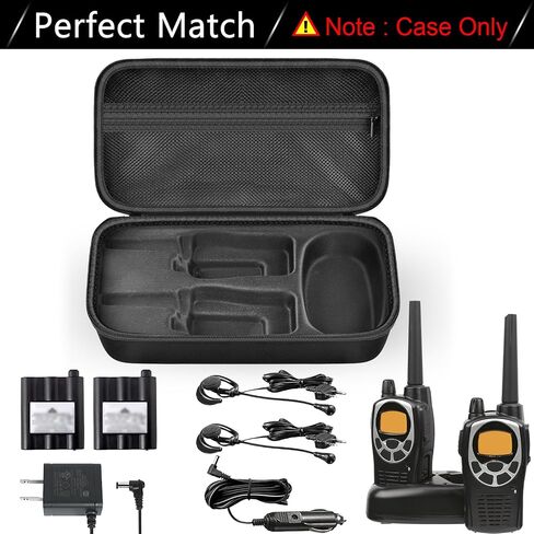 ANKHOH Walkie Talkie Case Holder for 50 Channel GMRS Two-Way Radio, Long Range Handheld Mobile Radios Hard Storage Carrying Box for Rechargeable Batteries, Charger and Headset, Black(Bag Only) in Kuwait