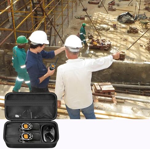 ANKHOH Walkie Talkie Case Holder for 50 Channel GMRS Two-Way Radio, Long Range Handheld Mobile Radios Hard Storage Carrying Box for Rechargeable Batteries, Charger and Headset, Black(Bag Only) in Kuwait
