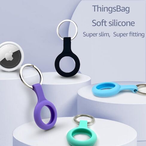 ThingsBag Airtags 4 Pack حامل سلسلة المفاتيح، سيليكون GPS حالة حلقة رئيسية لعلامات الهواء-4، ملحقات سلسلة المفاتيح لمتعقب مكتشف العناصر Apple، غطاء Itag للحيوانات الأليفة والقطط، حامل سلسلة مفاتيح Airtag مقاوم للماء in Kuwait