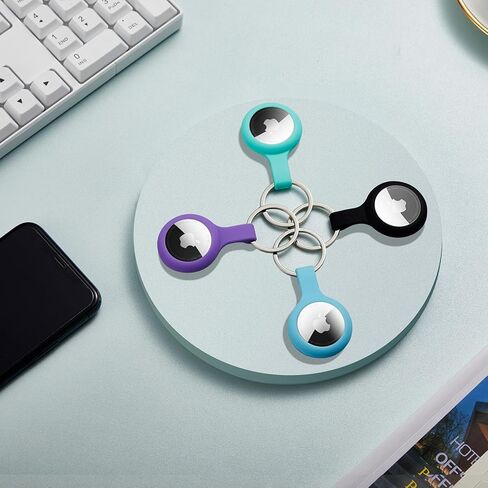 ThingsBag Airtags 4 Pack حامل سلسلة المفاتيح، سيليكون GPS حالة حلقة رئيسية لعلامات الهواء-4، ملحقات سلسلة المفاتيح لمتعقب مكتشف العناصر Apple، غطاء Itag للحيوانات الأليفة والقطط، حامل سلسلة مفاتيح Airtag مقاوم للماء in Kuwait