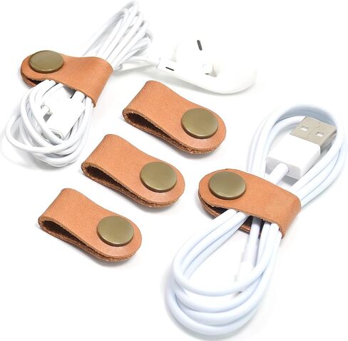 CAILLU Cord Organizer,Cord Keeper,Cable Organizer USB Holder,Cable Management,Cable Straps,Earbud case,wrap Headphone,Headset Winder,Phone Earphone Clips Ties,stocking stuffers for men Gifts Leather in Kuwait