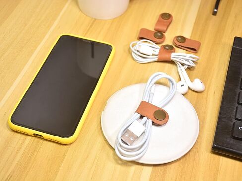 CAILLU Cord Organizer,Cord Keeper,Cable Organizer USB Holder,Cable Management,Cable Straps,Earbud case,wrap Headphone,Headset Winder,Phone Earphone Clips Ties,stocking stuffers for men Gifts Leather in Kuwait