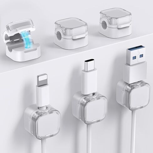 12 Pack Charging Cable Magnetic Cable Organizer Storage Holder, Strong Adhesive Wire Holder Keeper for Office Home Kitchen Car (White 12pcs) in Kuwait
