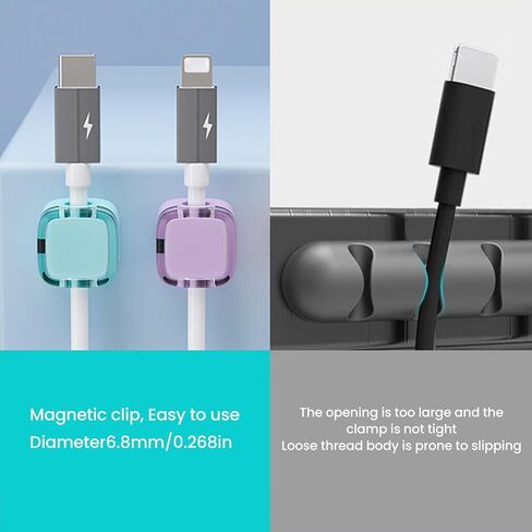 12 Pack Charging Cable Magnetic Cable Organizer Storage Holder, Strong Adhesive Wire Holder Keeper for Office Home Kitchen Car (White 12pcs) in Saudi Arabia