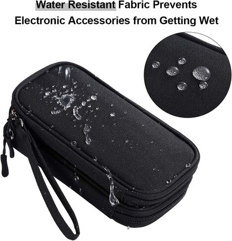 DDgro Electronics Travel Organizer, Tech Accessories Pouch Bag for Cables/Charger & Cords/Power Bank/Magic Mouse/Earphone (Small, Black) in Kuwait