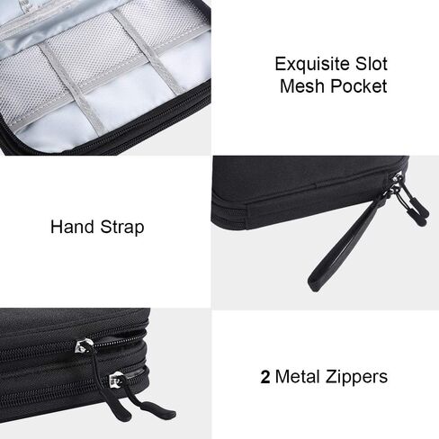 DDgro Electronics Travel Organizer, Tech Accessories Pouch Bag for Cables/Charger & Cords/Power Bank/Magic Mouse/Earphone (Small, Black) in Kuwait