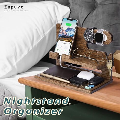 Gifts for Men, Gifts for Dad Husband Christmas Xmas from Daughter Son Kids Wife, Wood Phone Docking Station Nightstand Organizer, Birthday Gifts Ideas Boyfriend Anniversary Graduation for Him in Saudi Arabia