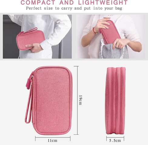 Skycase Electronic Organizer Travel Case - Waterproof Travel Cord Organizer Pouches for Organization, Cable Organizer, All-in-One Double Layers Storage Bag for Accessories, Charger, Cable, Pink in Saudi Arabia