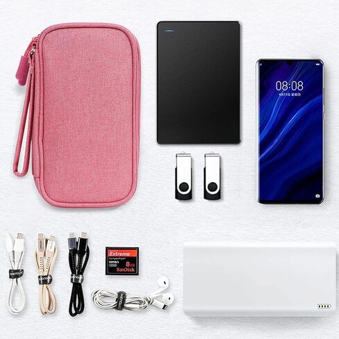 Skycase Electronic Organizer Travel Case - Waterproof Travel Cord Organizer Pouches for Organization, Cable Organizer, All-in-One Double Layers Storage Bag for Accessories, Charger, Cable, Pink in Saudi Arabia