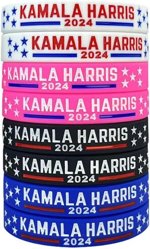 4/8/12/16 Pcs Kamala Harris 2024 President Vote Campaign Bracelets Inspirational Motivational Wristbands Harris 2024 Silicone Bracelets for Men Women…… in Saudi Arabia